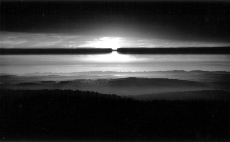 Smoke Line Obscuring Setting Sun, Mt Frankland, 1988 - © John Austin
